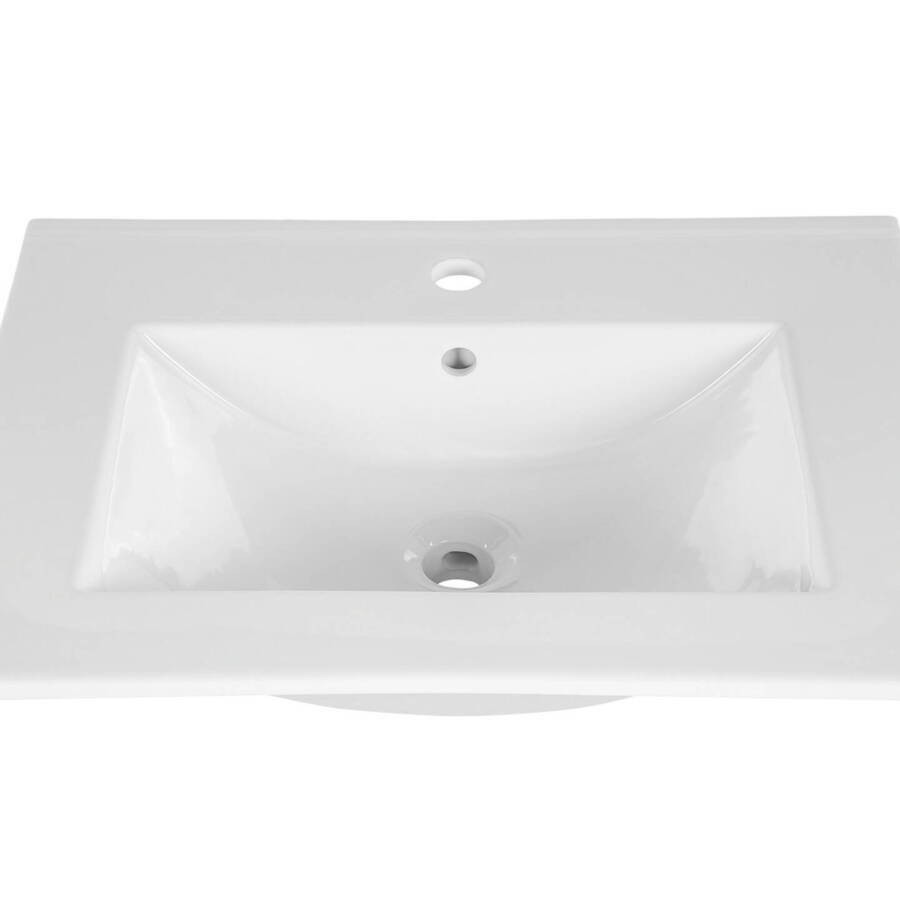 Umywalka ceramiczna 61 cm z otworem na baterię, biała, nablatowa