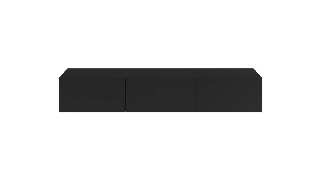 Nowoczesna Szafka RTV Wisząca Czarna, Minimalistyczny Design - 3 Drzwiczki 2 szafka rtv wisząca czarna 180 cm front