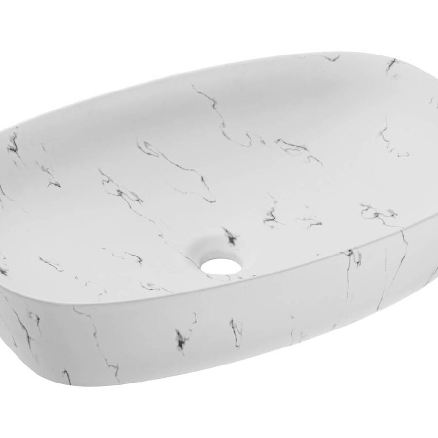 Umywalka nablatowa marmurkowa 60x38 cm owalna ceramiczna