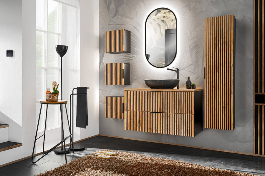 Umywalka nablatowa 52 cm - Czarna, Stylowa, Złote Wzory, Nowoczesna 1