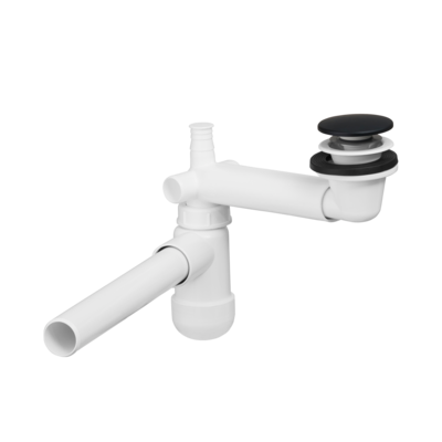 Syfon umywalkowy z korkiem klik-klak - Uniwersalny, Biały, Odpływ