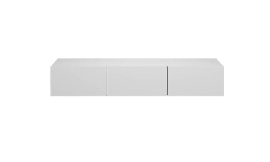 Nowoczesna Szafka RTV Wisząca Biała, Minimalistyczny Design - 3 Drzwi 1