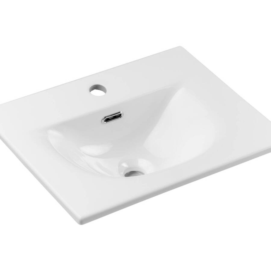 Umywalka ceramiczna 51 cm nablatowa, biała, kompaktowa do łazienki