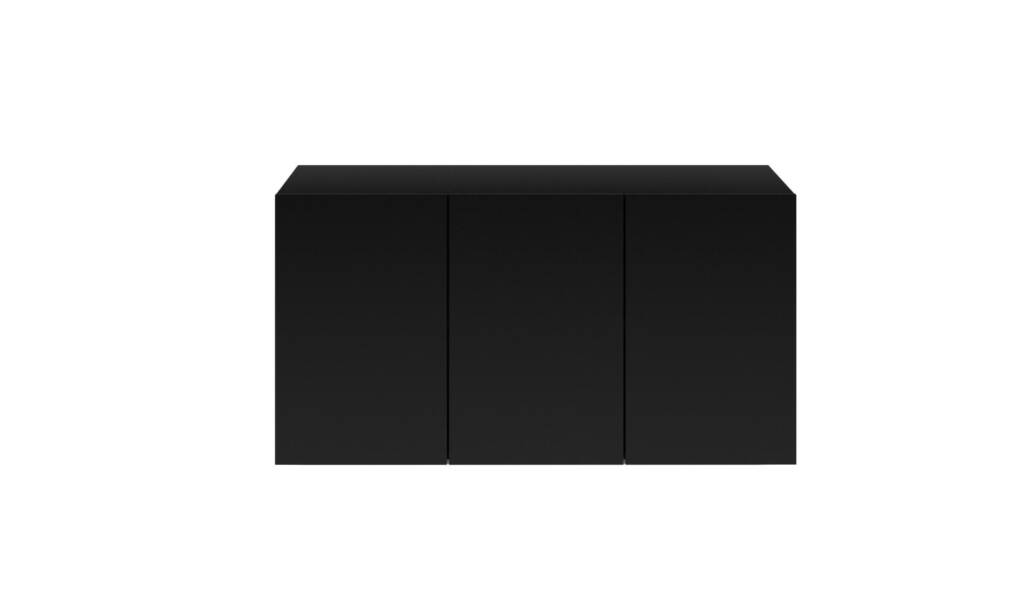 Nowoczesna Szafka RTV Wisząca Czarna, Minimalistyczny Design - 3 Drzwiczki 5 szafka rtv wisząca czarna 180 cm aranżacja
