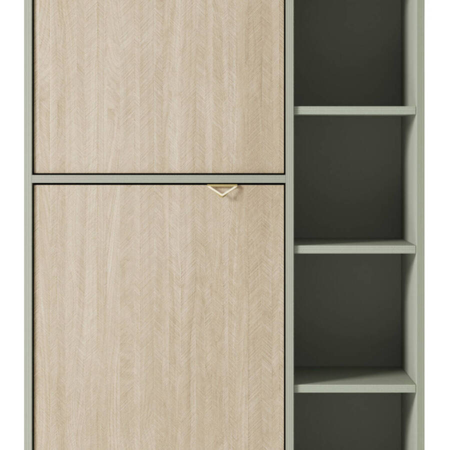Nowoczesna Szafka Wysoka Eukaliptus z Półkami, 160x80x38 cm, Elegancki Design