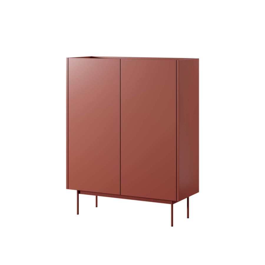 Szafka czerwona-dąb 122 cm - nowoczesna, 2 drzwi, płyta laminowana