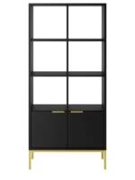 regał czarny ze złotymi nóżkami front