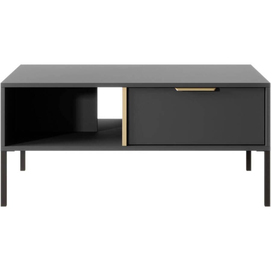 Stolik Kawowy Antracyt ze Złotymi Uchwyty 97x44x60 cm Nowoczesny