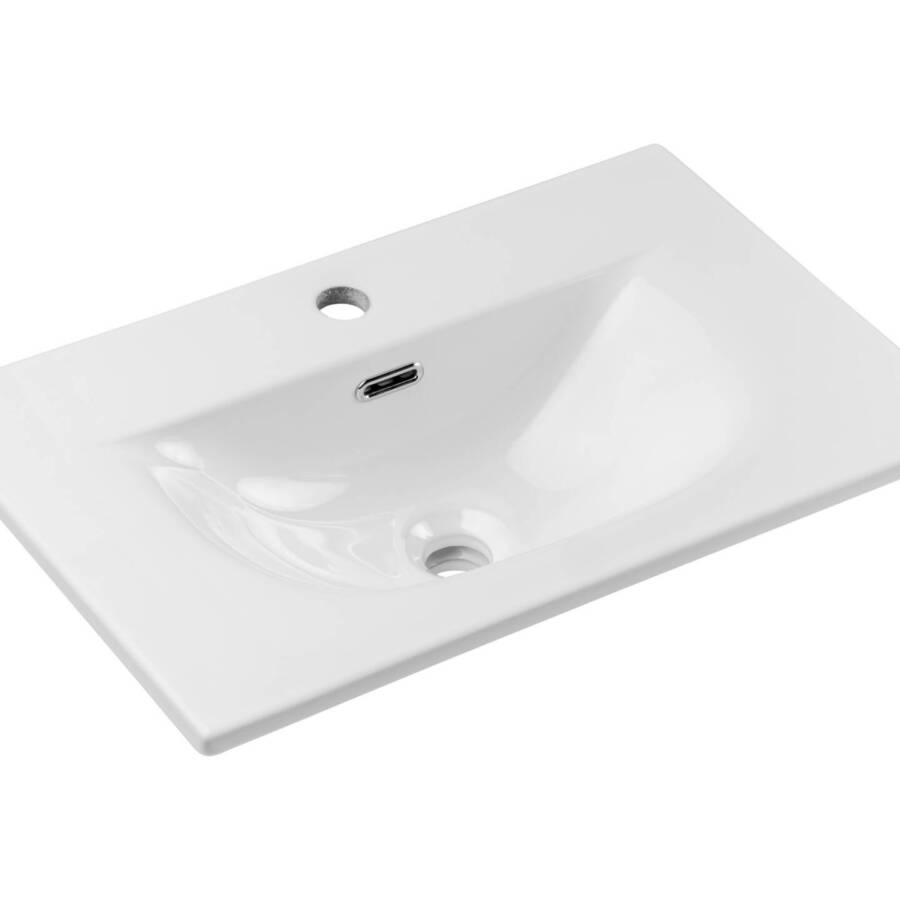 Umywalka nablatowa ceramiczna 61 cm biała, z otworem na baterię