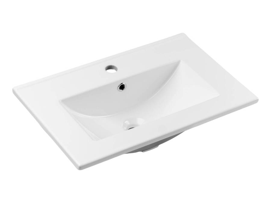 Umywalka ceramiczna 62 cm nablatowa, biała, nowoczesny design 1