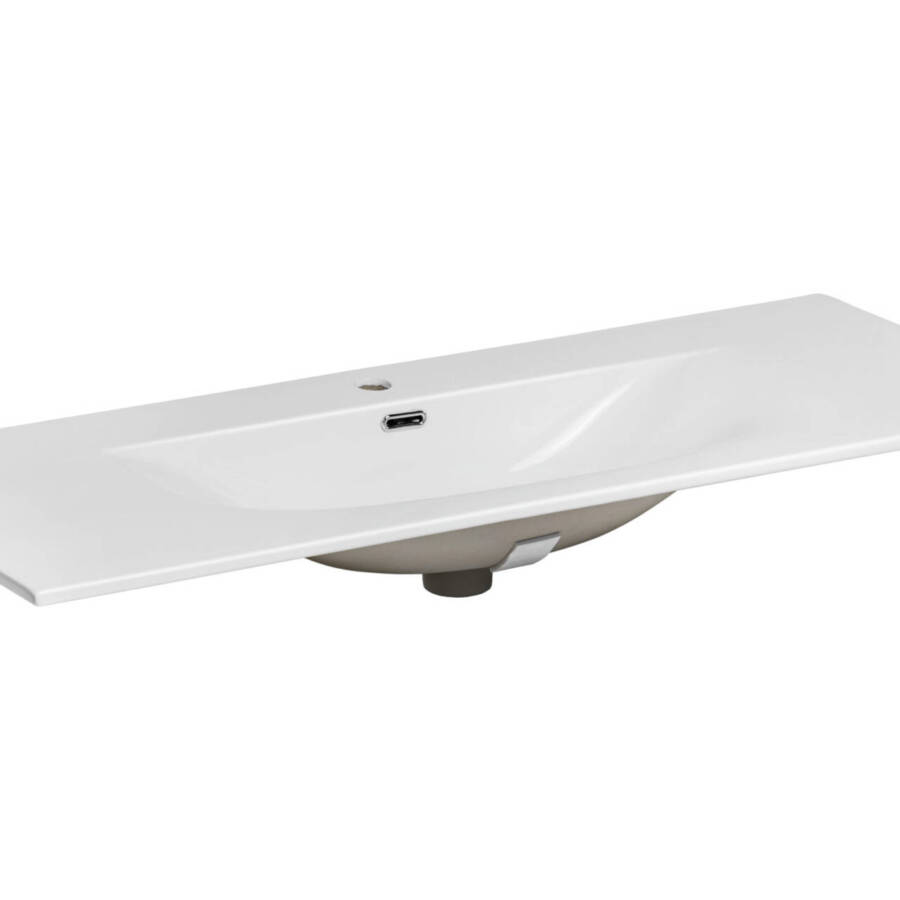 Umywalka wisząca 121 cm - Biała, Szeroka, Nowoczesna, Łazienkowa