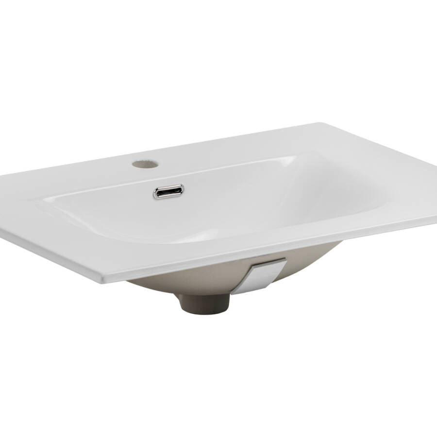 Umywalka ceramiczna wpuszczana w blat 71 cm biała elegancka