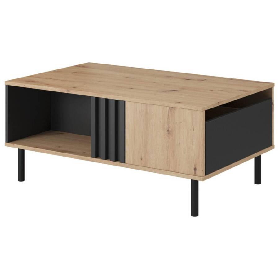 Stolik Kawowy 100 cm Dąb Artisan/Antracyt z Ozdobnymi Lamelami Nowoczesny