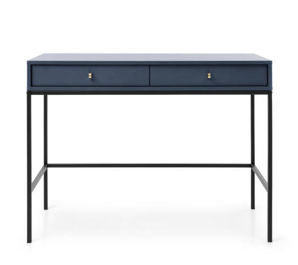 Konsola nowoczesna granatowa, 103 cm, czarny stelaż, minimalistyczny design