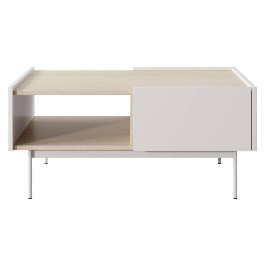 Stolik kawowy kaszmir-dąb 97x65 cm - nowoczesny, z szufladą, płyta laminowana