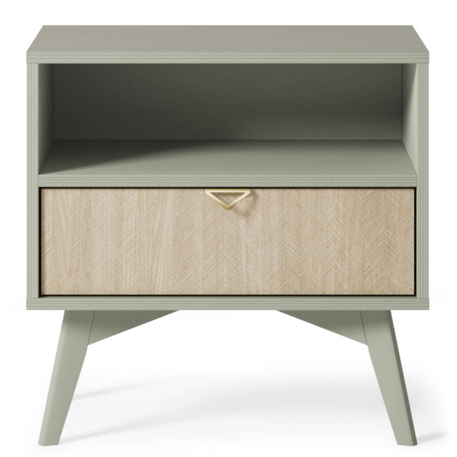 Nowoczesna szafka nocna eukaliptus, 53,9x38x53,8 cm, z szufladą i półką