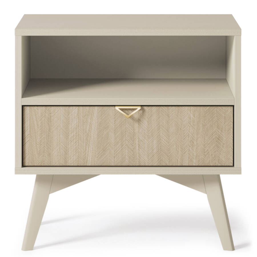Nowoczesna szafka nocna piaskowy beż, 53,9x38x53,8 cm, z szufladą i półką