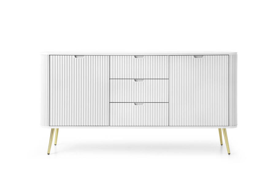 Nowoczesna komoda biały MDF 168 cm - złote nóżki 1