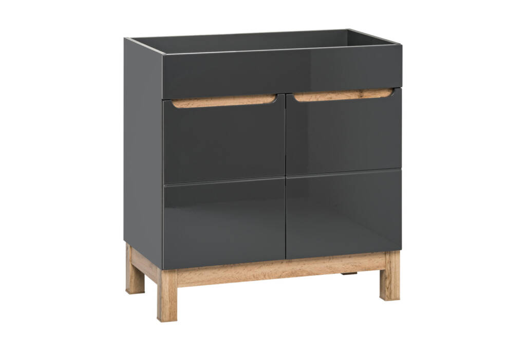 szafka łazienkowa 60 cm szara połysk dąb