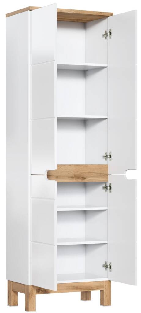 szafka łazienkowa wysoka 60 cm biała połysk dąb