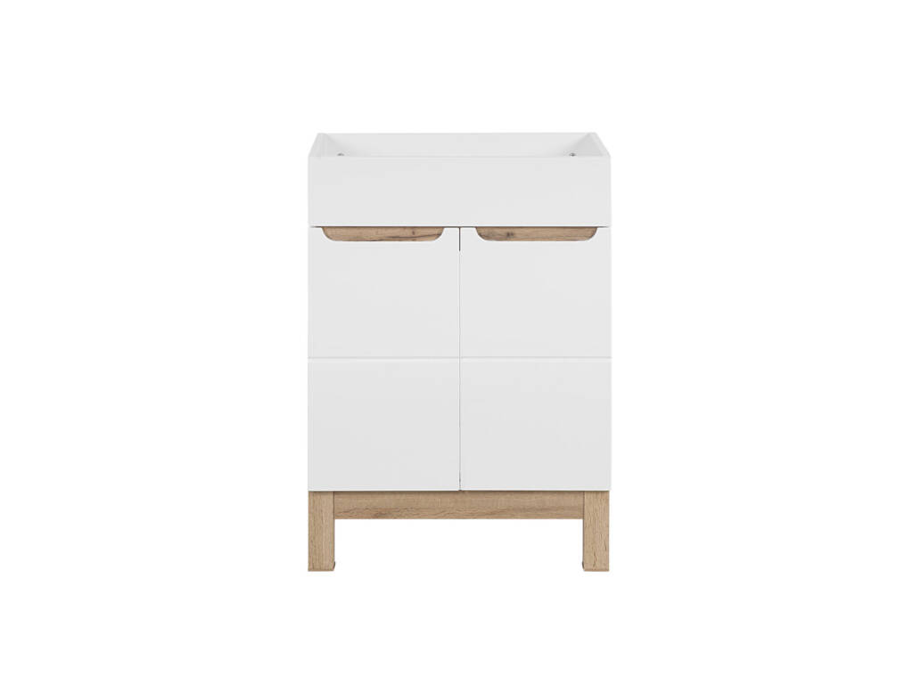 szafka łazienkowa 60 cm biała połysk dąb front