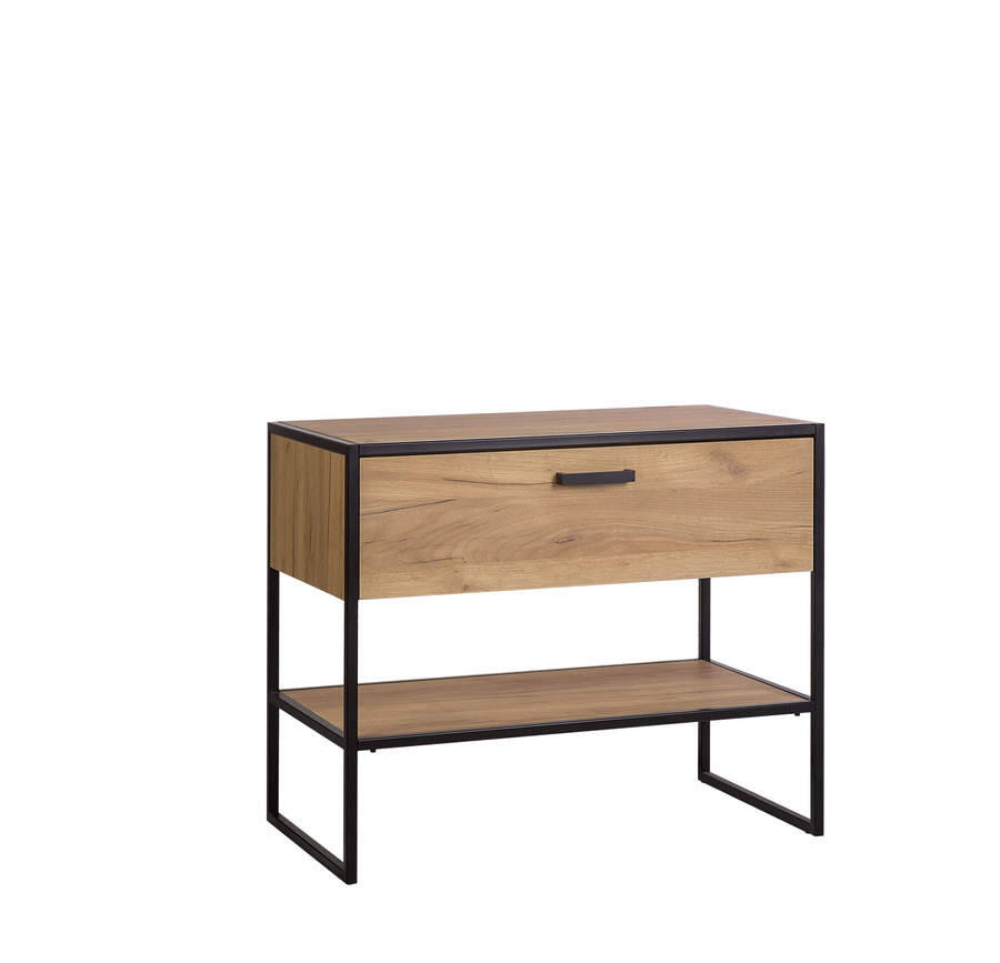 szafka łazienkowa loft 90 cm dąb złoty czarny stelaż