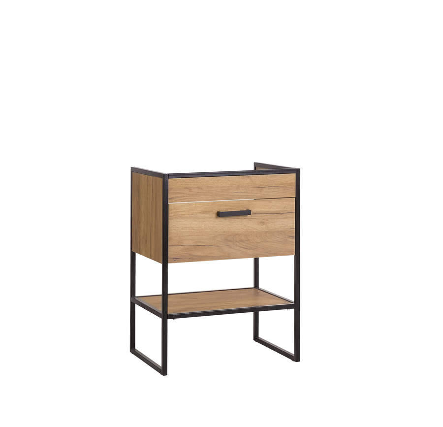 szafka łazienkowa loft 60 cm dąb złoty czarny stelaż