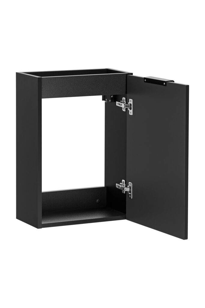 szafka łazienkowa czarna pod umywalkę 40 cm ryflowana wnętrze
