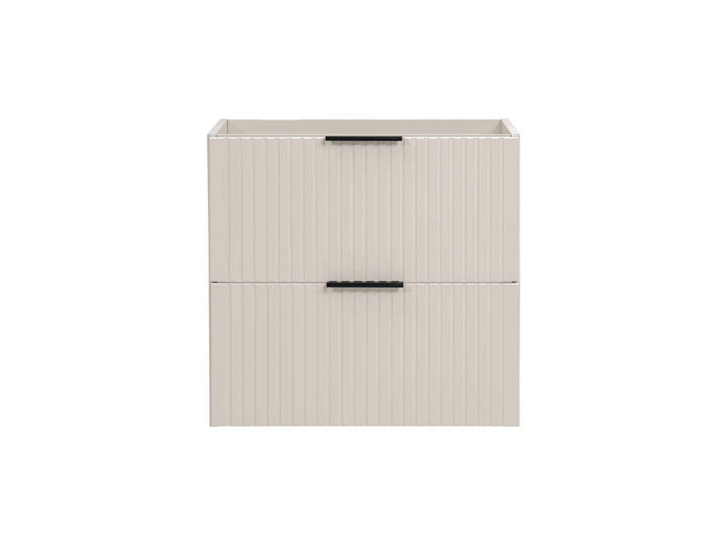 Szafka łazienkowa pod umywalkę 60 cm kaszmirowa z szufladami ryflowana 4 szafka łazienkowa pod umywalkę 60 cm kaszmirowa ryflowana front