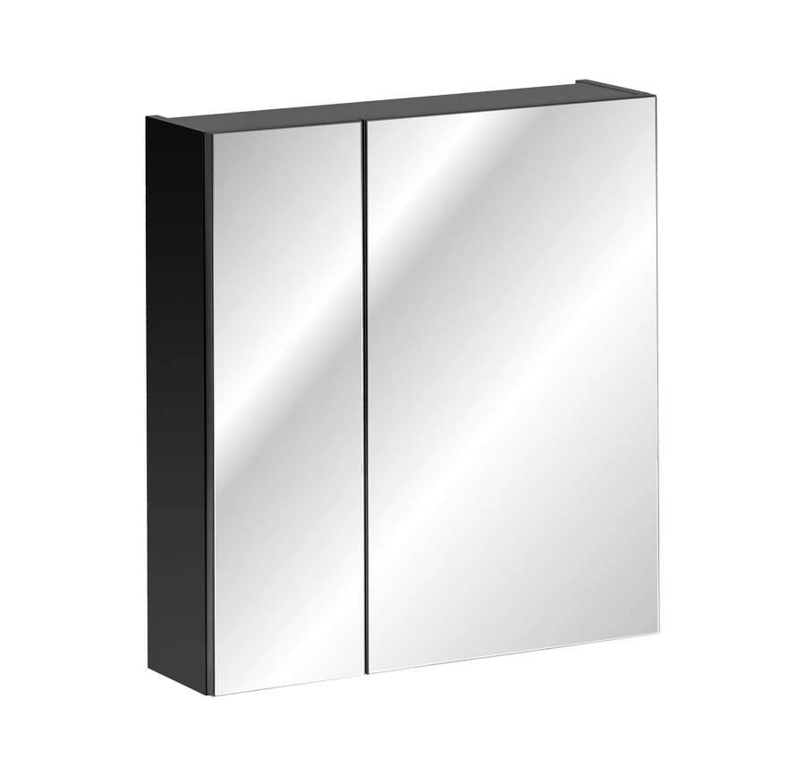 Szafka łazienkowa z lustrem czarna matowa 60 cm