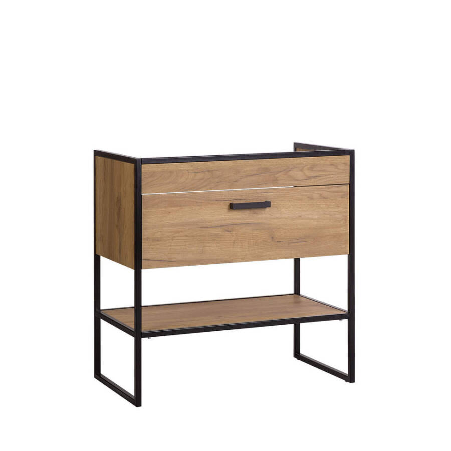 szafka łazienkowa loft 80 cm dąb złoty czarny stelaż