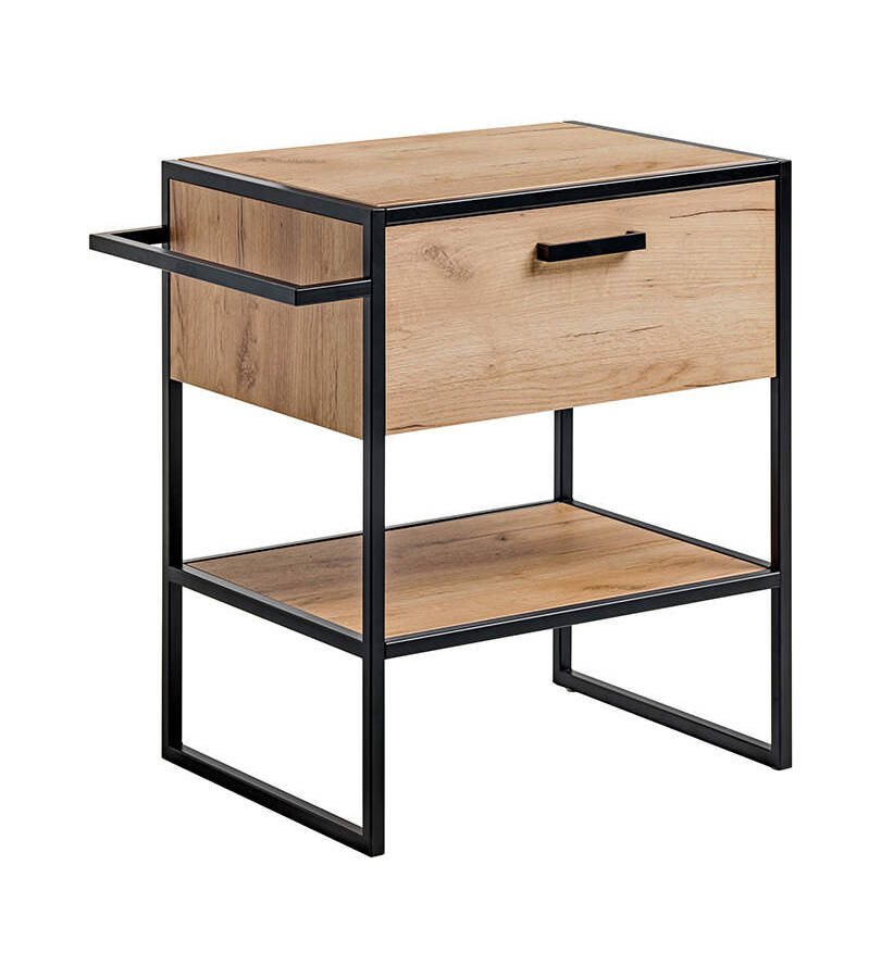 szafka łazienkowa loft 70 cm dąb złoty czarny stelaż