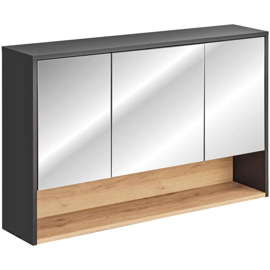 Szafka łazienkowa z lustrem 120 cm szary kosmos dąb artisan