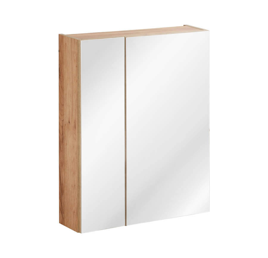 Szafka łazienkowa z lustrem 60 cm 2 drzwi dąb złoty wisząca