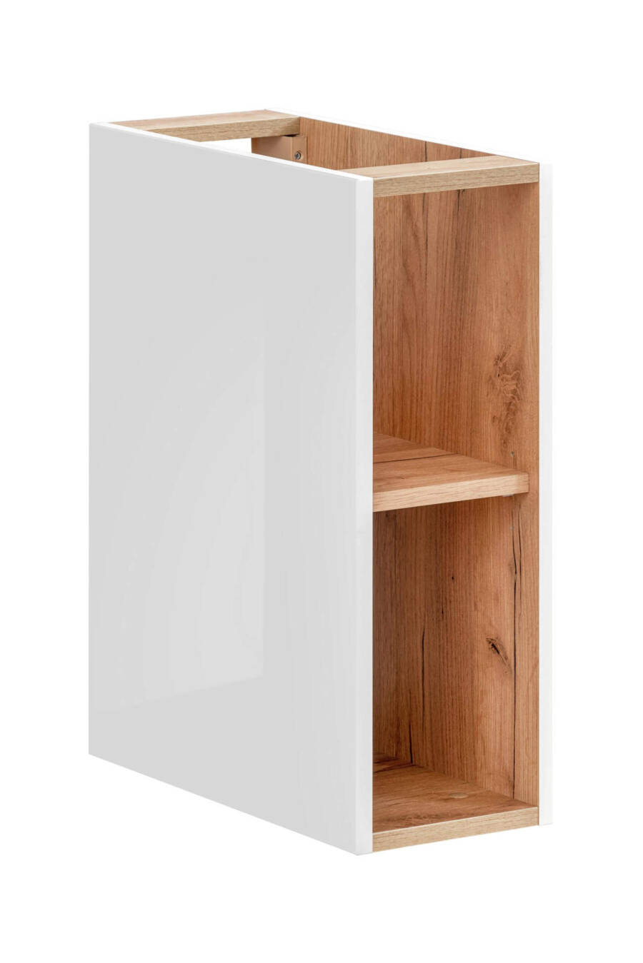 Szafka łazienkowa pod blat 20 cm biały połysk dąb złoty 1