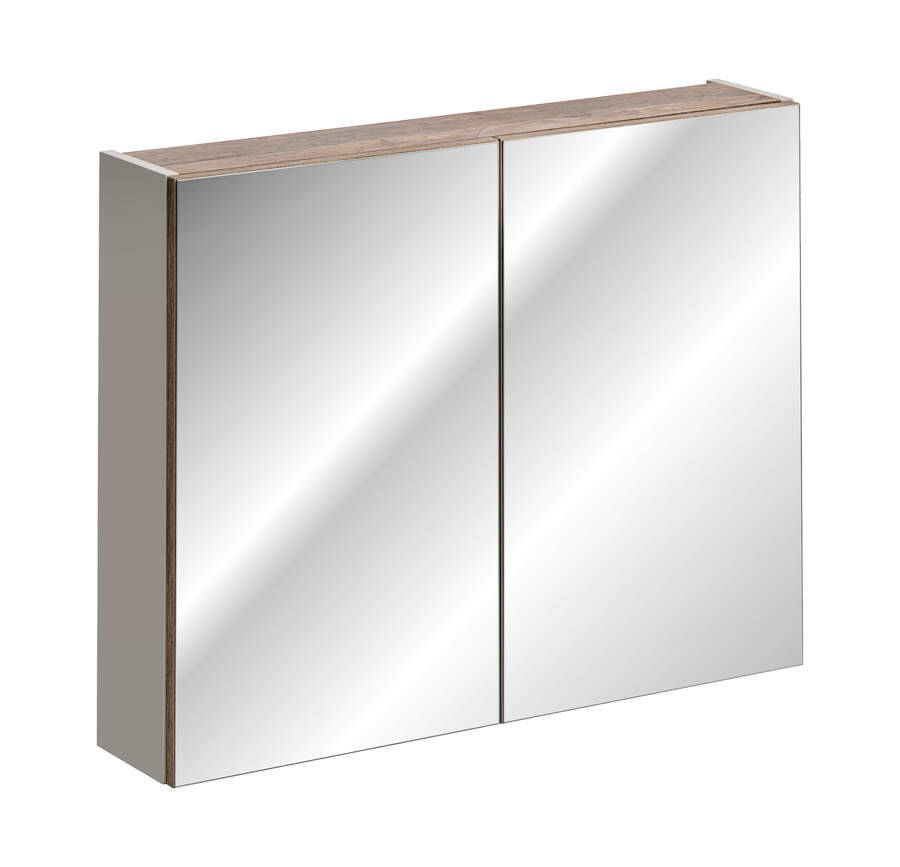 Szafka łazienkowa z lustrem 80 cm – 2 drzwi – szary krzemowy