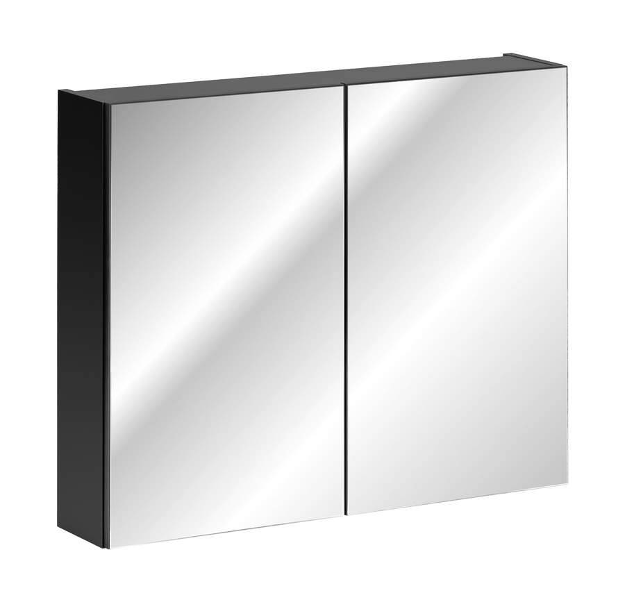 Szafka łazienkowa z lustrem czarna matowa 80 cm