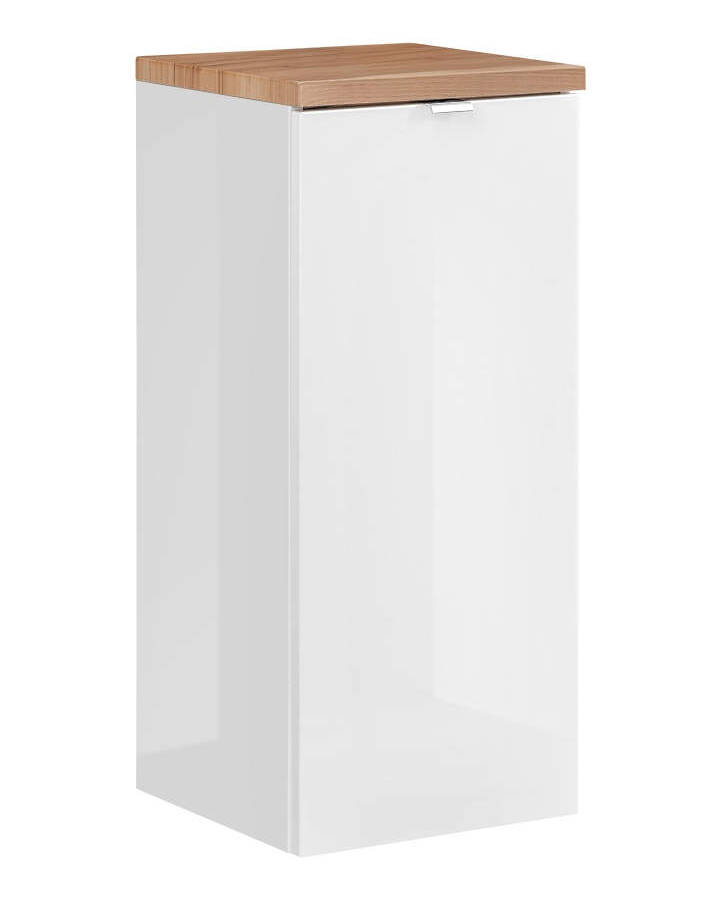 Szafka dolna łazienkowa 35 cm 1 drzwi biały połysk dąb złoty