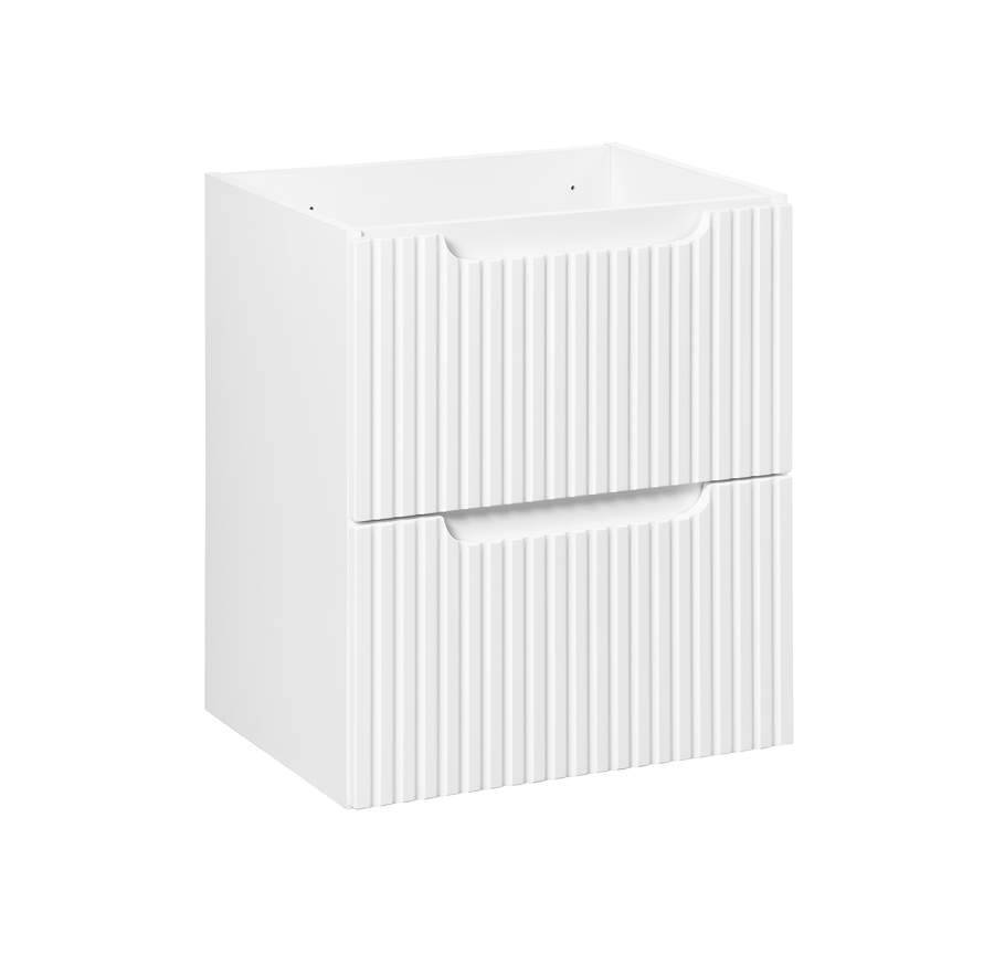 Szafka łazienkowa pod umywalkę biała mat 50 cm 2 szuflady frezowana