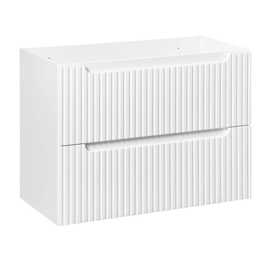 Szafka łazienkowa pod umywalkę biała mat 80 cm 2 szuflady frezowane fronty