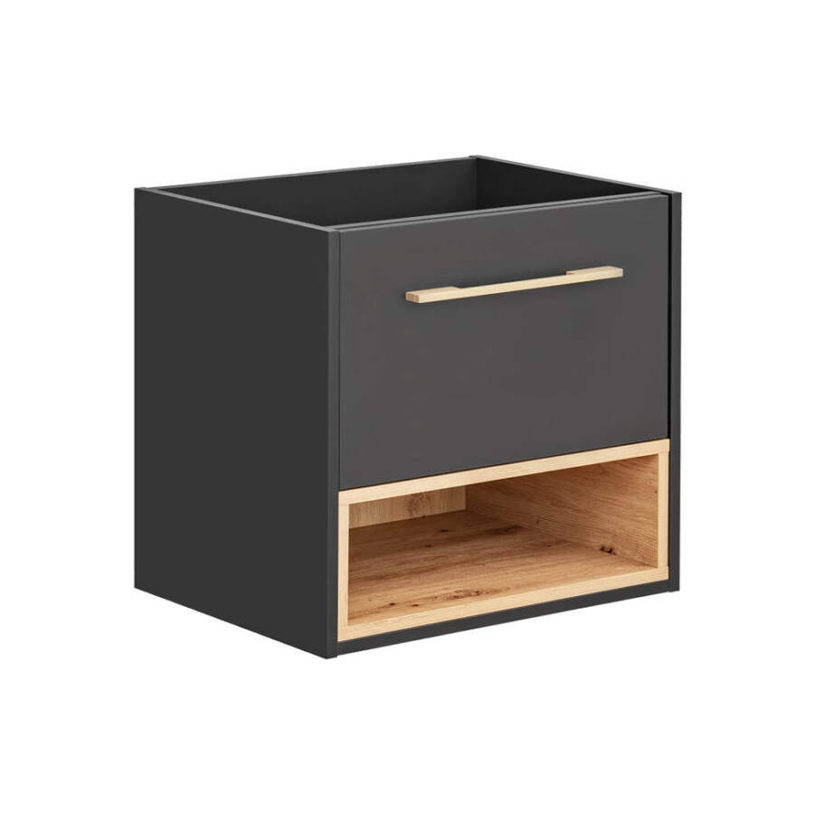 Szafka pod umywalkę 60 cm szary kosmos 1 szuflada dąb nowoczesna