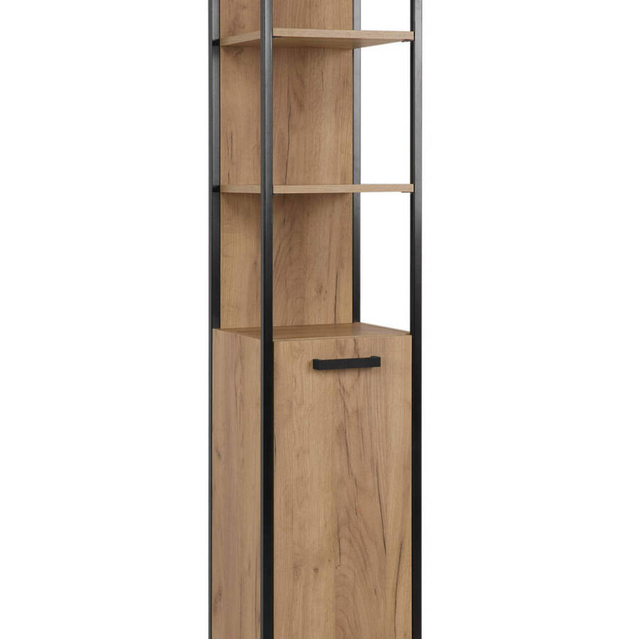 szafka łazienkowa wysoka loft dąb złoty czarny metal