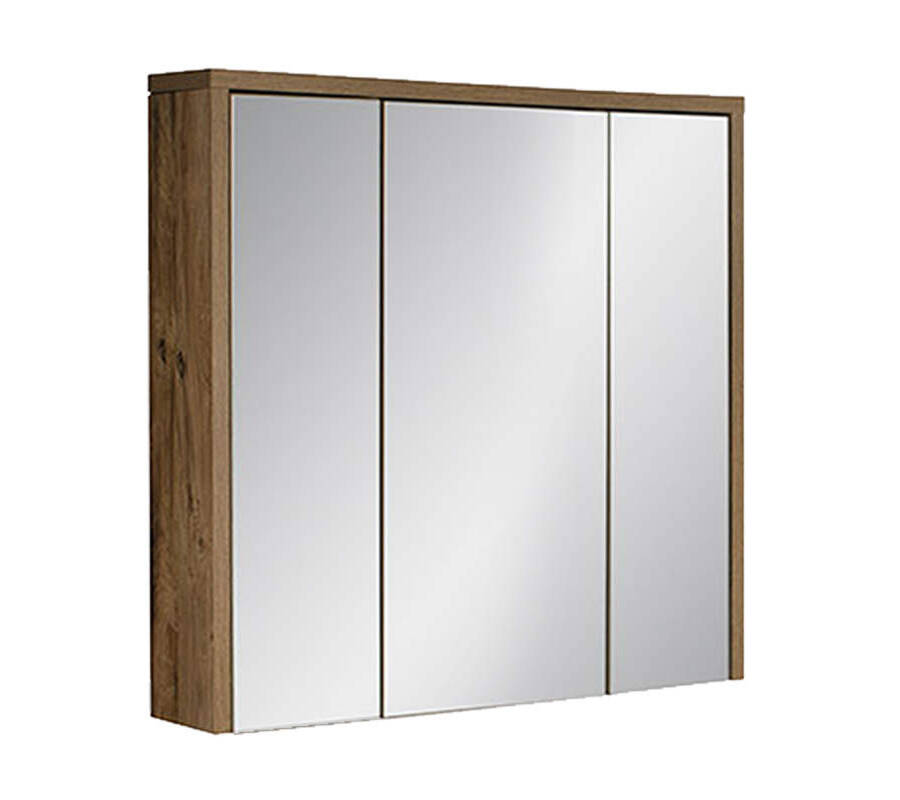 Szafka łazienkowa z lustrem 80 cm 3 drzwi Dąb Huton