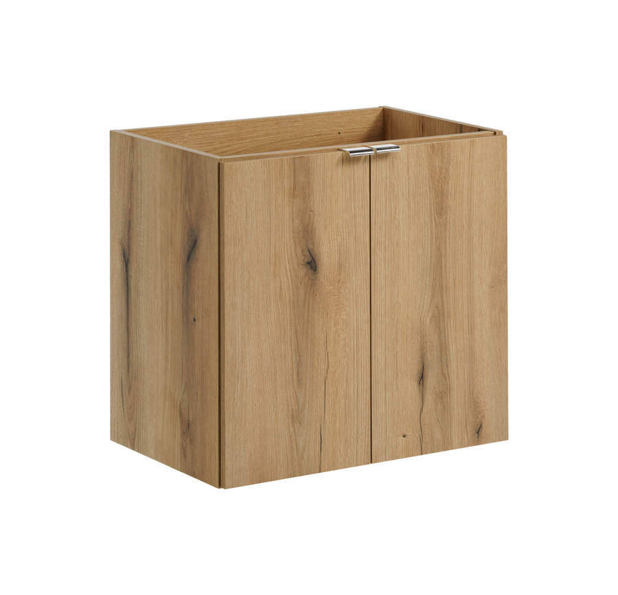 Szafka pod umywalkę 60 cm dąb Coast 2 drzwi cichy domyk uchwyty chrom