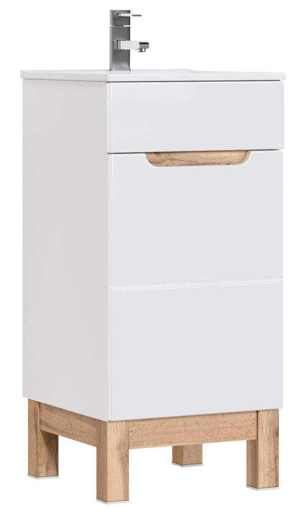 szafka łazienkowa 40 cm biała połysk dąb
