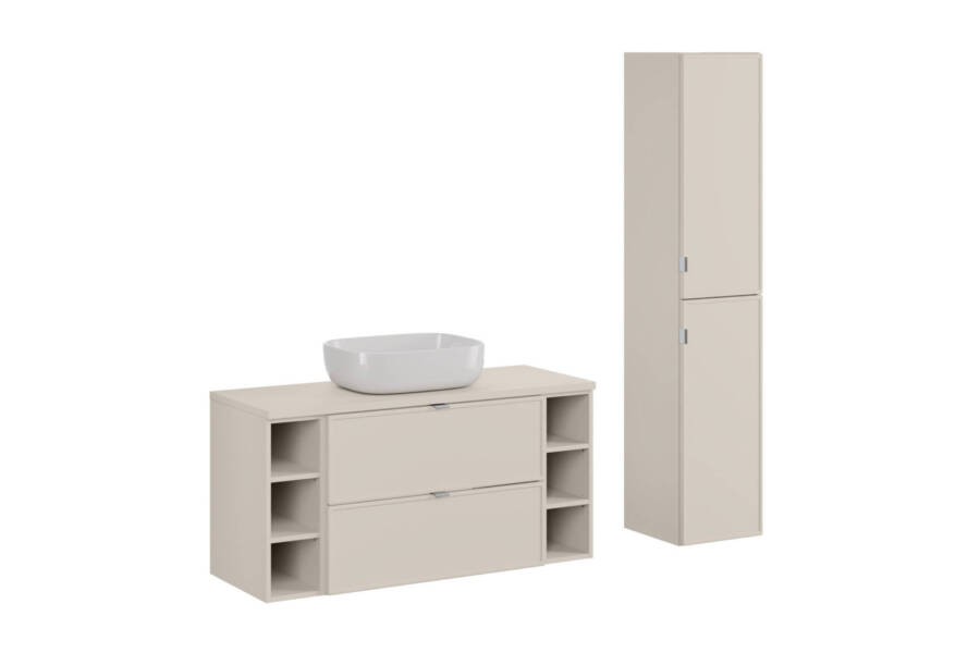 Nowoczesny zestaw mebli łazienkowych kaszmirowy mat z umywalką 120 cm 1