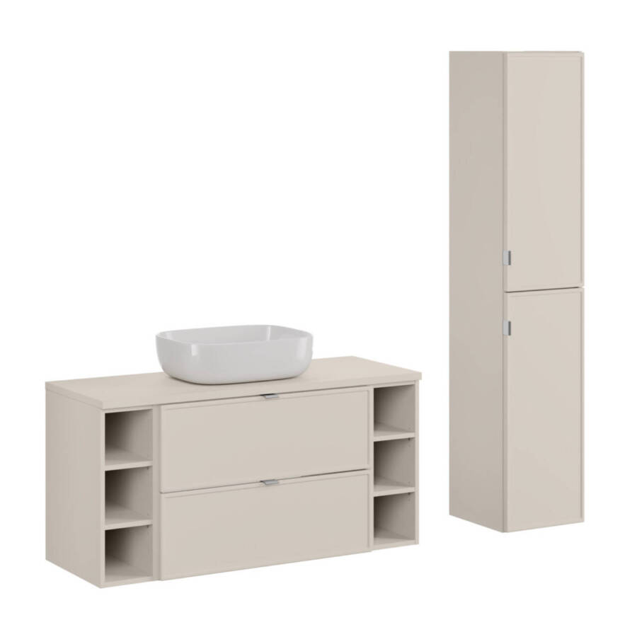 Nowoczesny zestaw mebli łazienkowych kaszmirowy mat z umywalką 120 cm