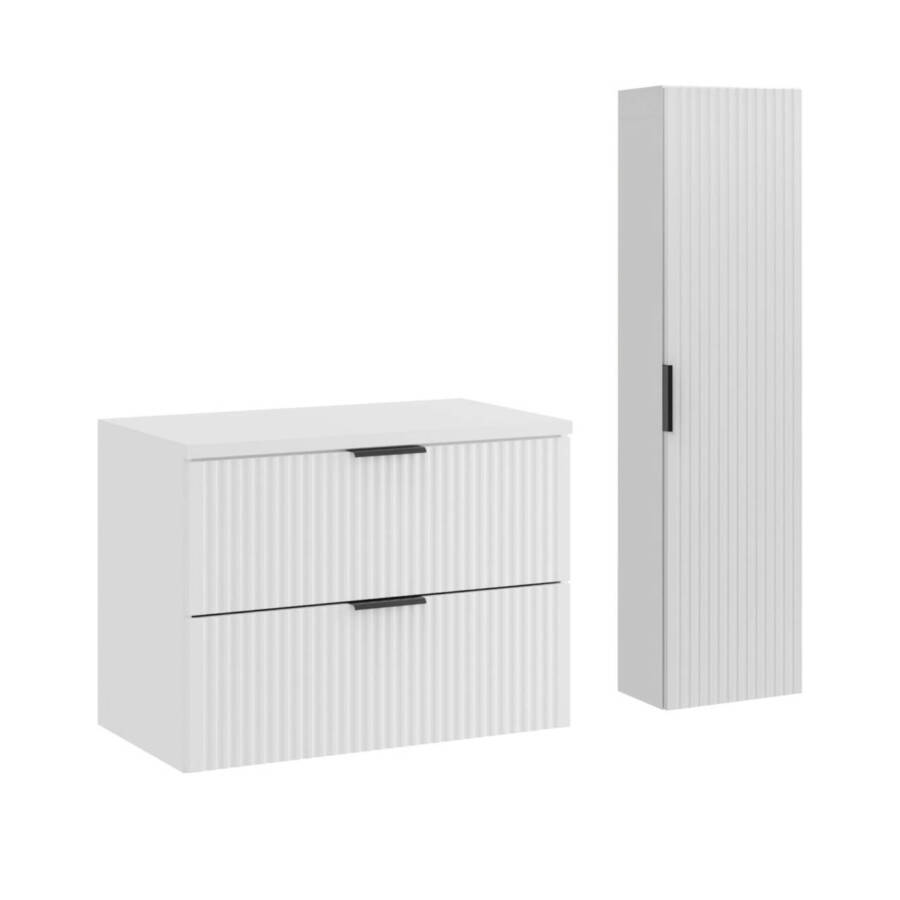 zestaw mebli łazienkowych 80cm biały mat ryflowany