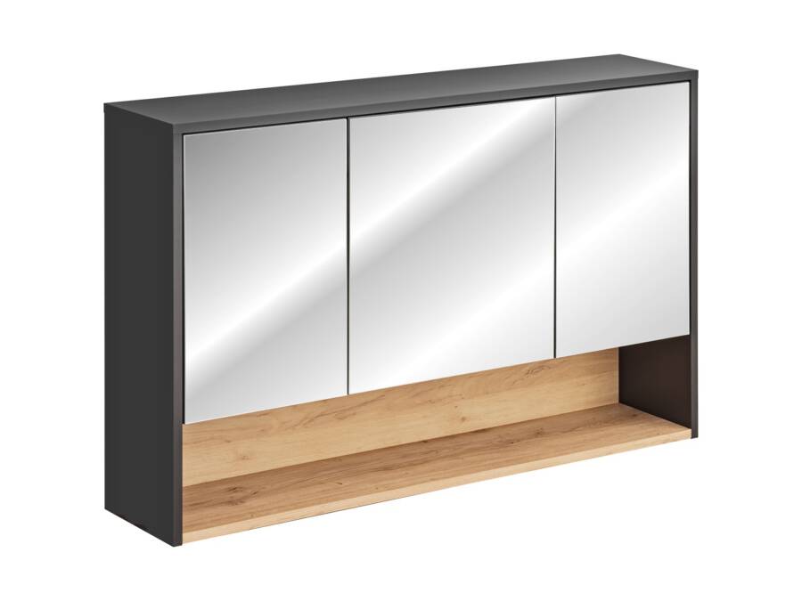 szafka łazienkowa z lustrem 120 cm szary kosmos dąb