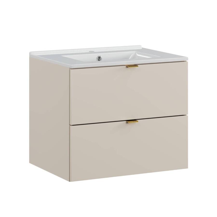 Szafka łazienkowa 60 cm kaszmirowa z umywalką ceramiczną